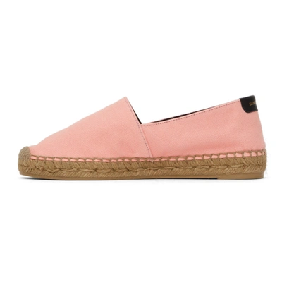 Shop Saint Laurent Canvas Embroidered Logo Espadrilles In 5564 Rose