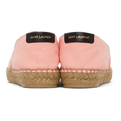 Shop Saint Laurent Canvas Embroidered Logo Espadrilles In 5564 Rose