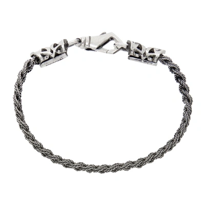 Shop Emanuele Bicocchi Braided Rope Bracelet In Silver