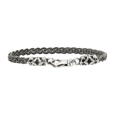 Shop Emanuele Bicocchi Braided Rope Bracelet In Silver