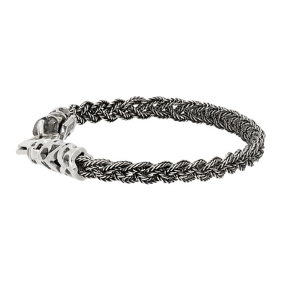 Shop Emanuele Bicocchi Braided Rope Bracelet In Silver