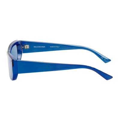 Shop Balenciaga Rectangular Shield Sunglasses In Blue