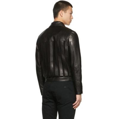 Shop Saint Laurent Suede Striped Jacket In Black