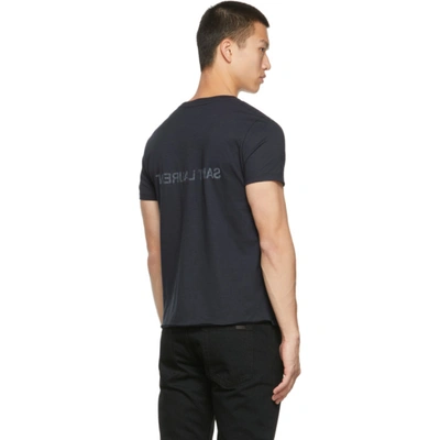 Shop Saint Laurent Cotton Reverse T-shirt In Marine/natural