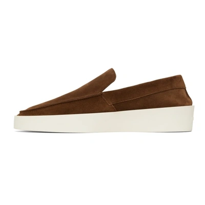 Shop Fear Of God Brown & Off-white Suede 'the Loafer' Loafers In Tobacco
