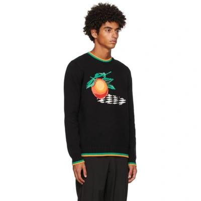 Shop Casablanca Black Intarsia Orange Sweater