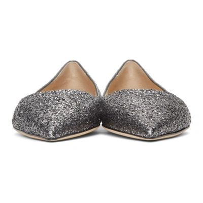 Shop Jimmy Choo Silver & Gunmetal Coarse Glitter Love Ballerina Flats In Anthracite/silver