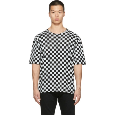 Shop Saint Laurent Cotton Checkerboard T-shirt In Black/natural