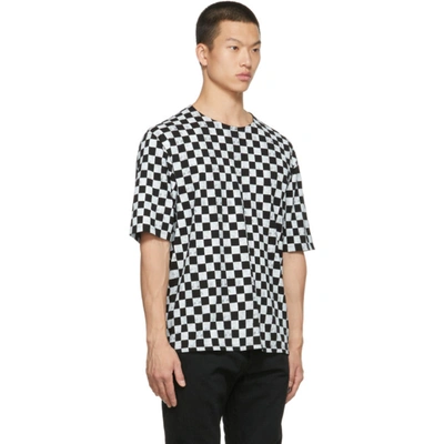 Shop Saint Laurent Cotton Checkerboard T-shirt In Black/natural