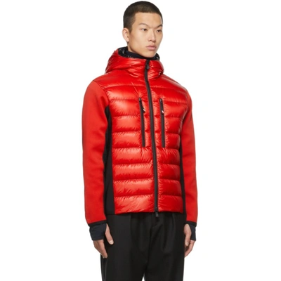 Shop Moncler Down Paneled Hooded Jacket In Red