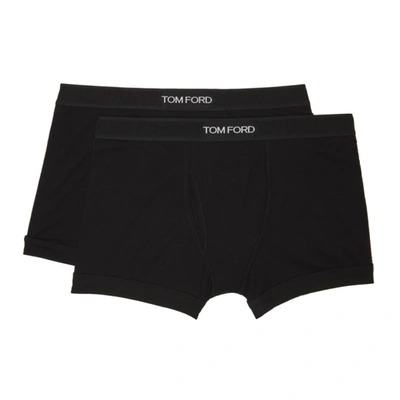 Shop Tom Ford Two-pack Black Cotton Boxer Briefs In 002 Black