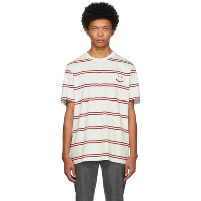 Shop Ps By Paul Smith Off-white & Red Happy T-shirt