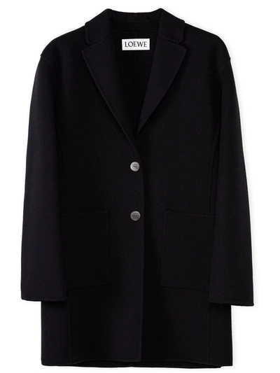 Shop Loewe Black Slit Jacket In Wool And Cashmere In Nero
