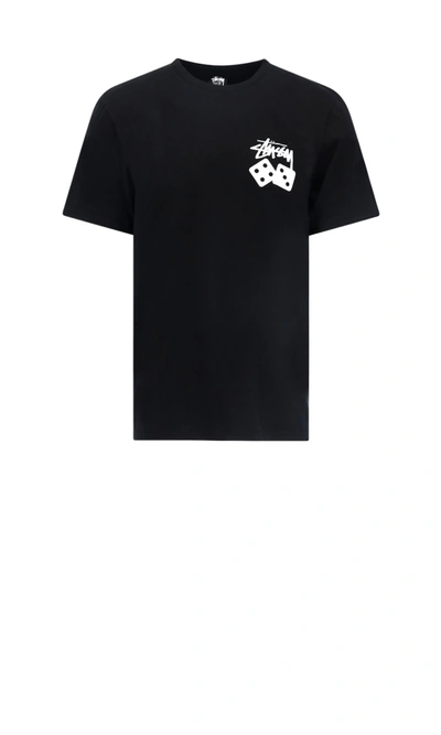 Shop Stussy "dice Pigment Dyed" T-shirt In Black