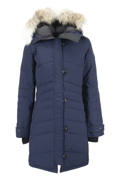 Shop Canada Goose Lorette - Parka With Hood And Fur Coat In Blue