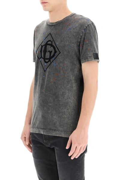 Shop Dolce & Gabbana Dg Flocked Logo T-shirt In Mixed Colours