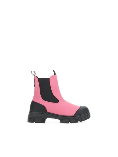 Shop Ganni Boots In Shocking Pink