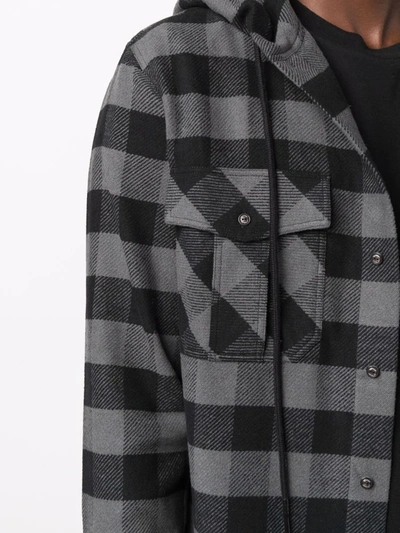 Shop Off-white Arrows-print Check Hoodie Shirt In Bianco