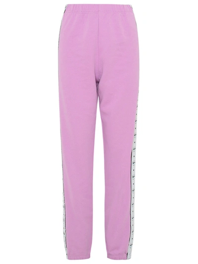 Shop Chiara Ferragni Lilac Cotton Logomania Pants In Violet