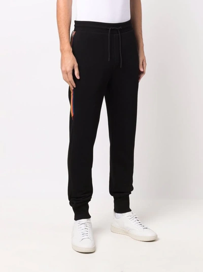 Paul Smith Artist-stripe Drawstring Track Pants In Black
