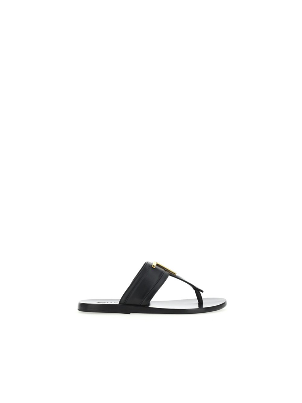 Leather Sandals In Black |