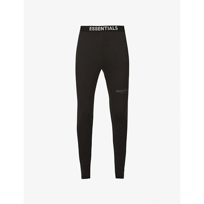 Shop Essentials Fear Of God  Men's Black  Brand-print Stretch-jersey Leggings