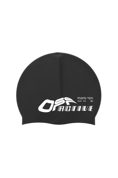 Shop Off-white Silicone Swim Cap In Black