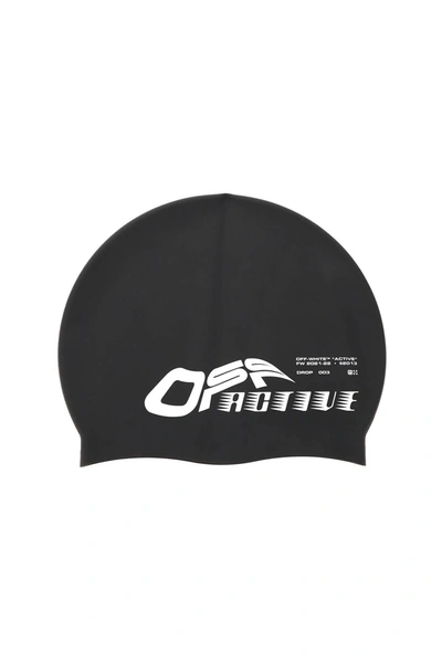 Shop Off-white Silicone Swim Cap In Black