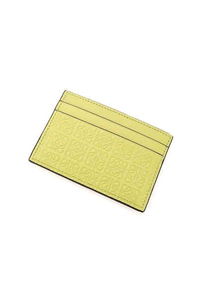 Shop Loewe Repeat Anagram Leather Card Holder In Green,yellow