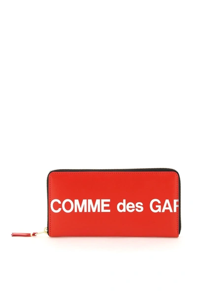 Shop Comme Des Garçons Ziparound Wallet Logo In Red