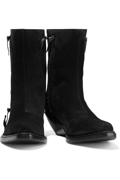 Shop Acne Studios Breanna Leather-trimmed Suede Ankle Boots In Black