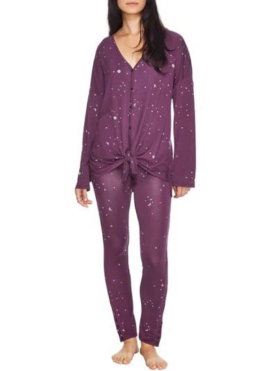 Shop Splendid To The Moon Knit Pajama Set In Sugar Plum
