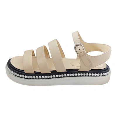 Pre-owned Chanel Dad Sandals Leather Sandal In Beige