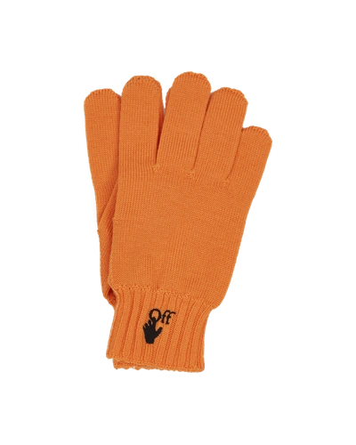 Shop Off-white Hand Off Wool Gloves In Bright Marigold Bla