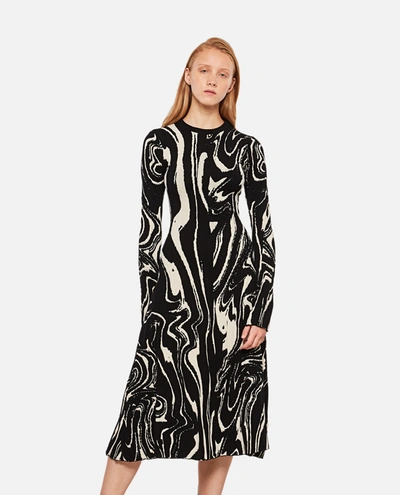 Rotate Birger Christensen Sika Abstract-pattern Knitted Midi Dress In Black  | ModeSens