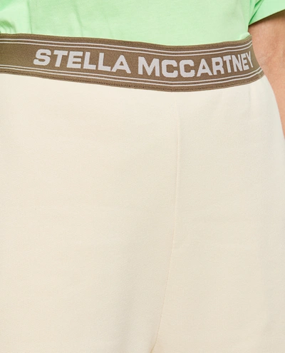 Shop Stella Mccartney Logo Tape Wide Cotton Sweatpants In White