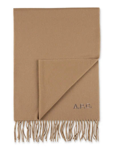 Shop Apc A.p.c. Frayed Edge Scarf In Beige