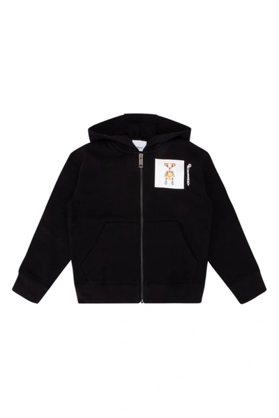Shop Burberry Kids Thomas Bear Print Hooded Jacket In Black