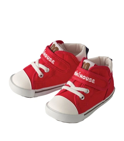 Shop Miki House Canvas Logo Strap Sneakers In Red
