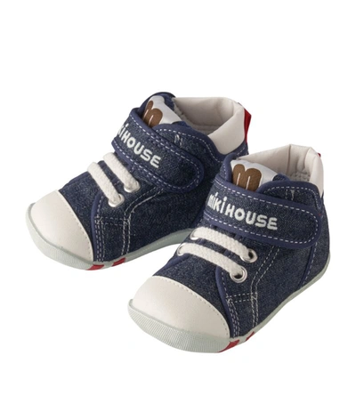 Shop Miki House Canvas Logo Strap Sneakers In Navy