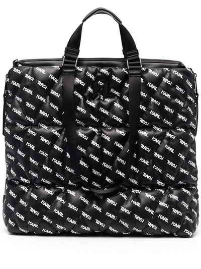 Shop Karl Lagerfeld K/studio Logo-print Tote Bag In 黑色