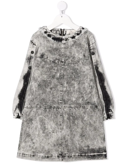 Shop Andorine Tonal-striching Denim Dress In 灰色