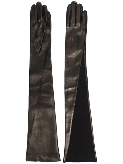Shop Jil Sander Panelled Leather Gloves In 黑色