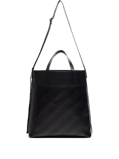 Shop Off-white Diagonal Print Tote Bag In 黑色