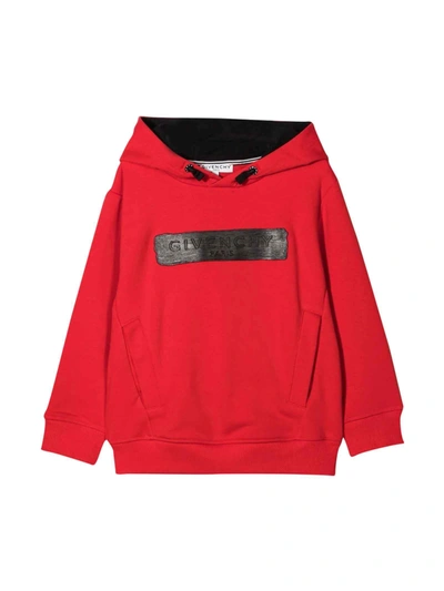 Shop Givenchy Kids Logo Embossed Hoodie In Red