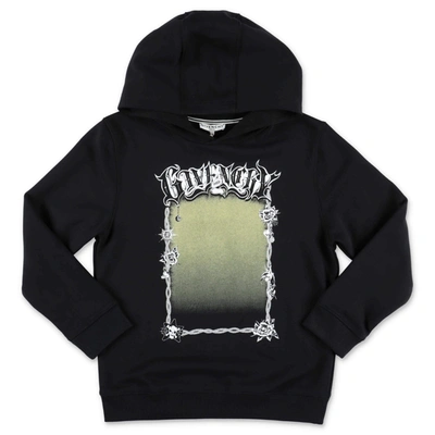 Shop Givenchy Kids Logo Graphic Printed Hoodie In Black