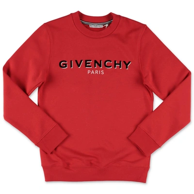 Shop Givenchy Kids Logo Print Crewneck Sweatshirt In Red