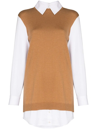 Shop Staud Fern Layered Shirt Dress In 褐色
