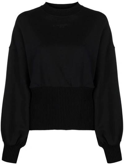 Shop Msgm Balloon-sleeves Cotton Sweatshirt In 黑色