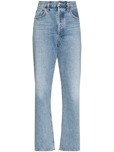 Shop Agolde '90s Pinch Waist Straight-leg Jeans In 蓝色